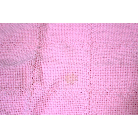 Vintage Baby Blanket Pink Flowers White Beautiful Intricate Knit - Picture 9 of 12